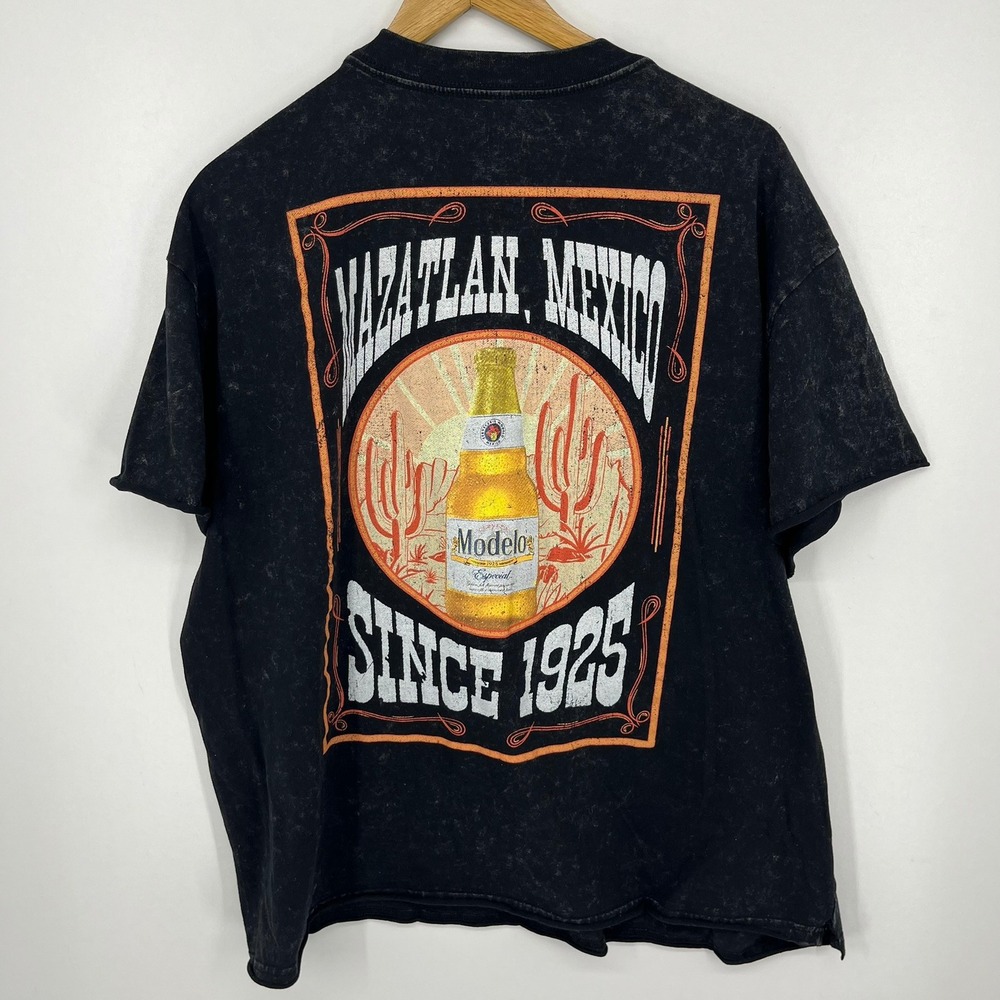 Modelo Especial Graphic T-Shirt Mens XL Black Acid Wash Mazatlan Mexico Tee